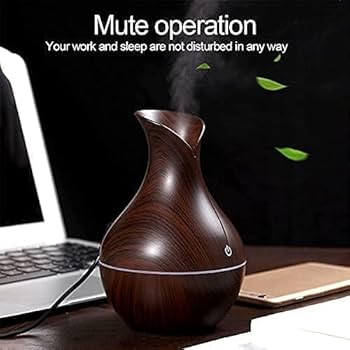 Wooden Cool Mist Humidifiers Essential Oil Diffuser Aroma Air Humidifier with 7 LED Light Colorful Change for Car, Office, Babies, Home (Multicolour) with Pack of 2 Aroma Oil