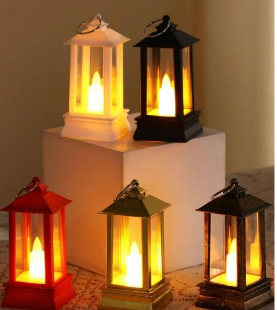 Decorative Lanterns Hanging Lantern with Flashing Led Pillar Candles Battery Operated(Pack Of 1)