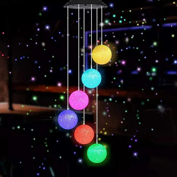 Solar Crystal Ball Wind Chime Outdoor Color Changing Light Up Wind Chimes Solar