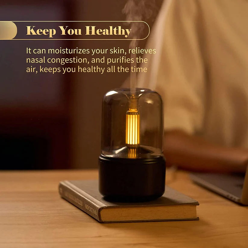 Candlelight Humidifier Cool Mist Humidifier Essential Oil Diffuser Aroma Diffuser Flame Air Diffuser