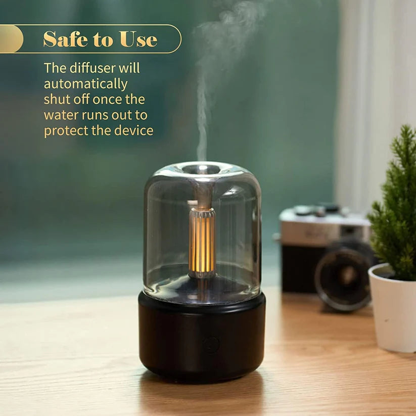 Candlelight Humidifier Cool Mist Humidifier Essential Oil Diffuser Aroma Diffuser Flame Air Diffuser