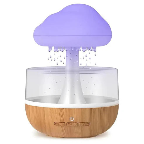 Rain Cloud Humidifier | Essential Oil Diffuser Humidifier Desk Fountain Bedside Sleeping Relaxing Mood Water Drop Sound with Pack of 2 Aroma Oil