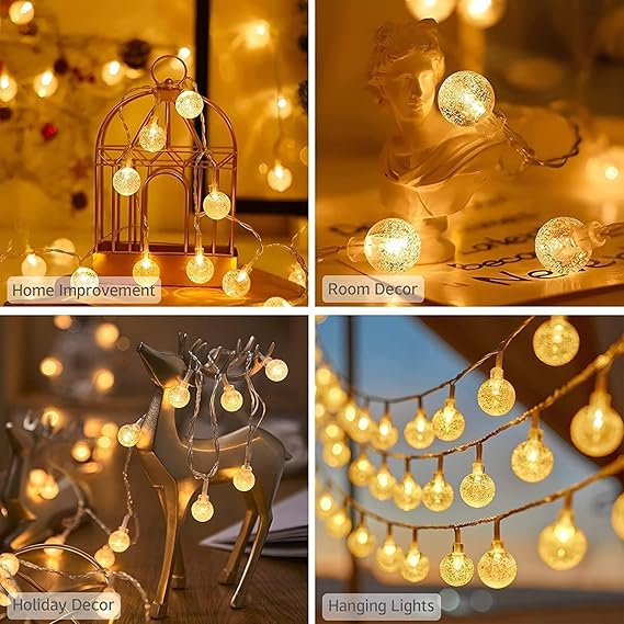 Crystal Bubble Ball String Light 20 LED, 15ft  Bubble Ball Fairy Mini Globe Light for Decoration