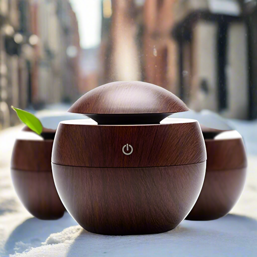 Wooden Cool Mist Humidifiers Essential Oil Diffuser Aroma Air Humidifier with 2 Pack of Aroma Oil