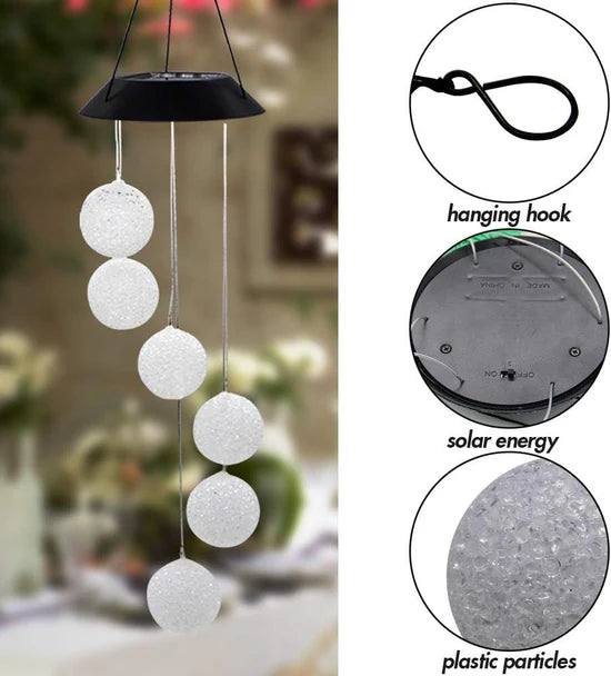 Solar Crystal Ball Wind Chime Outdoor Color Changing Light Up Wind Chimes Solar