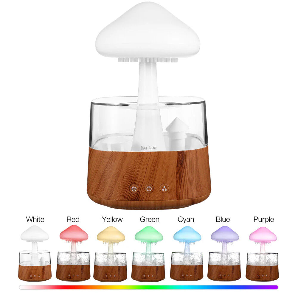 Rain Cloud Humidifier | Essential Oil Diffuser Humidifier Desk Fountain Bedside Sleeping Relaxing Mood Water Drop Sound with Pack of 2 Aroma Oil