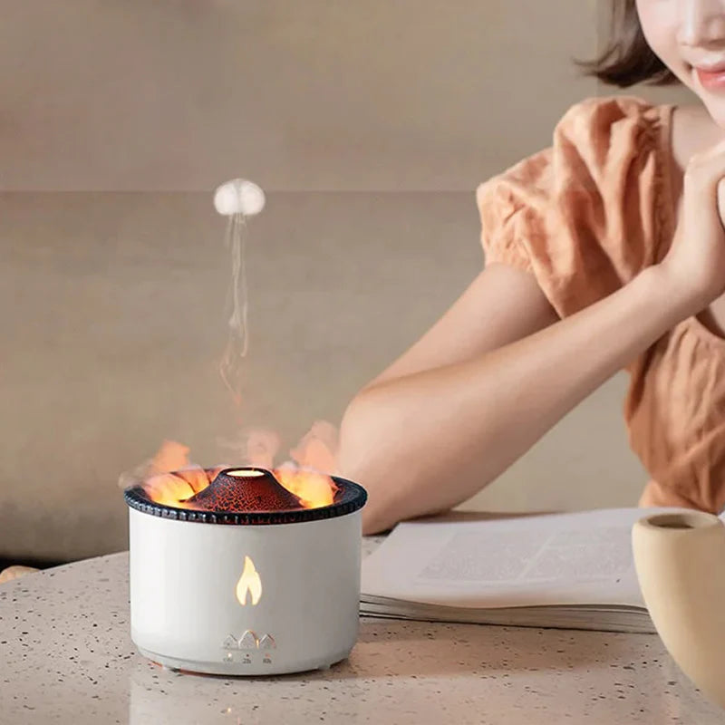 Volcano Eruption Effect Portable Humidifier with Pack of 2 Aroma Oil